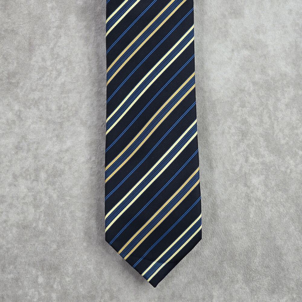 Chereskin Blue Gold Stripe Geometric Repp Executive‎ Neck Tie Men's